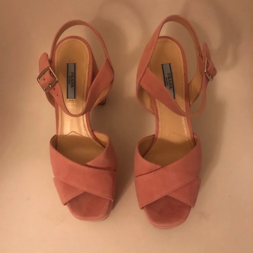 NIB $920 PRADA Suede Platform Sandal in Pink - size 5.5 US /  35.5 EU!